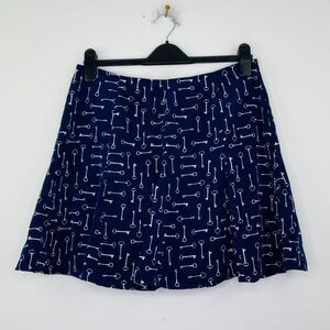 Banana Republic Women's 10 Skirt Blue Skeleton Key Pattern Pleated A-Line BF26